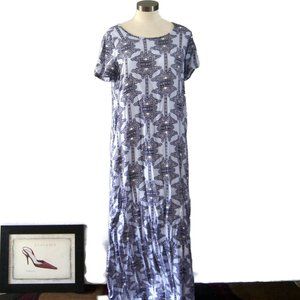 Peach Love Short Sleeve Maxi Dress Blue Women's Size Large